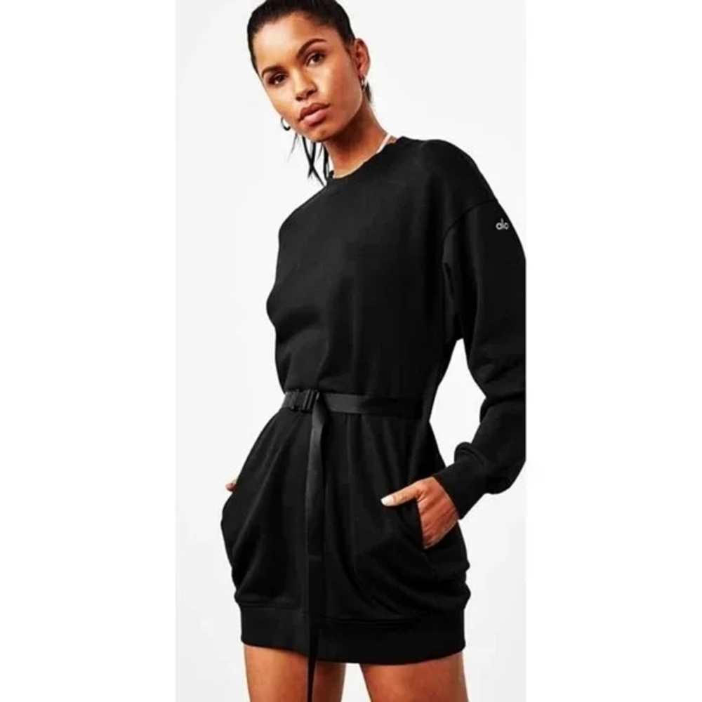 Alo Yoga Cityscape Sweatshirt Dress Black Size XS